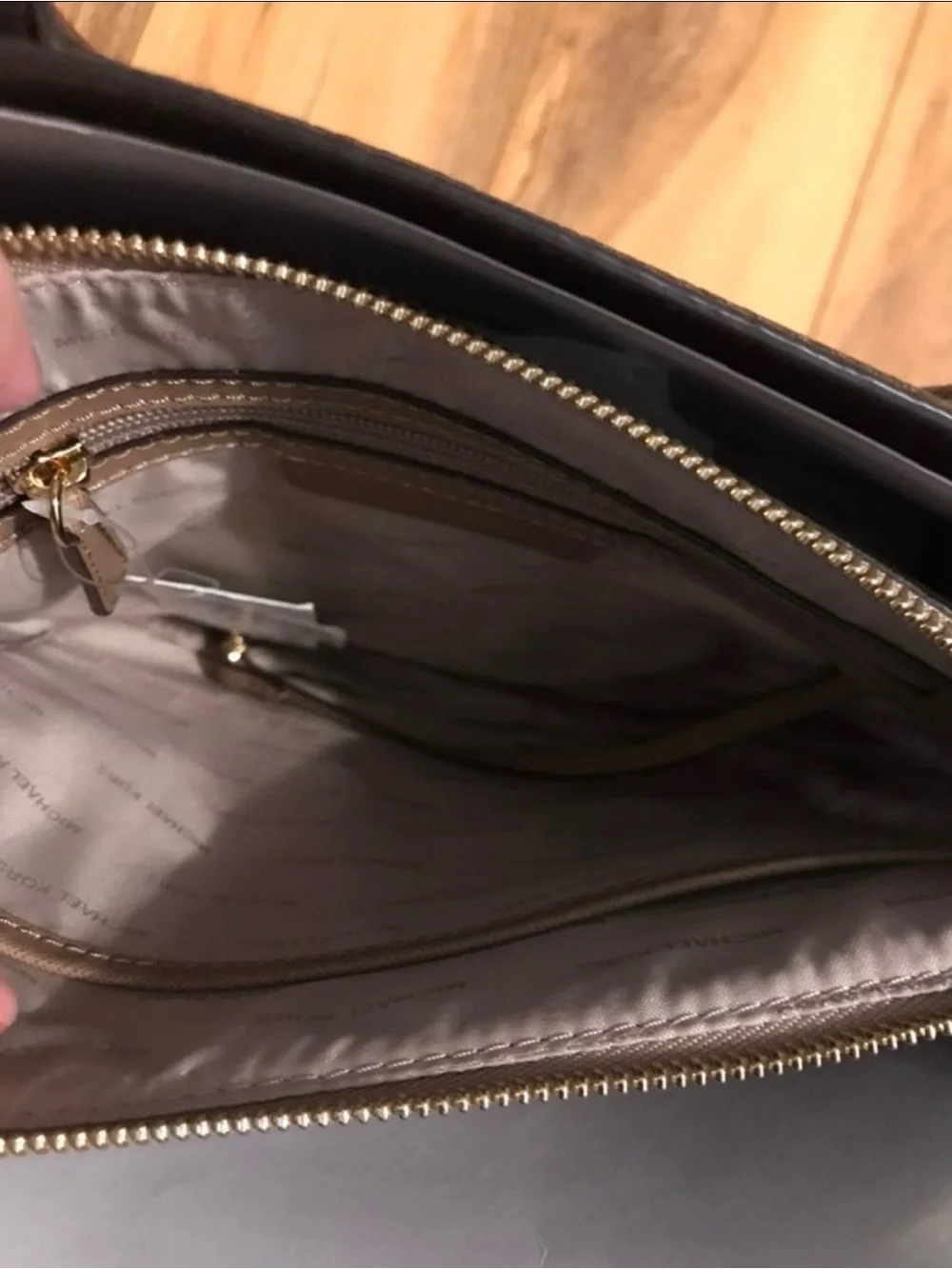 Michael Kors Brown Pebbled Leather Satchel with Gold Hardware